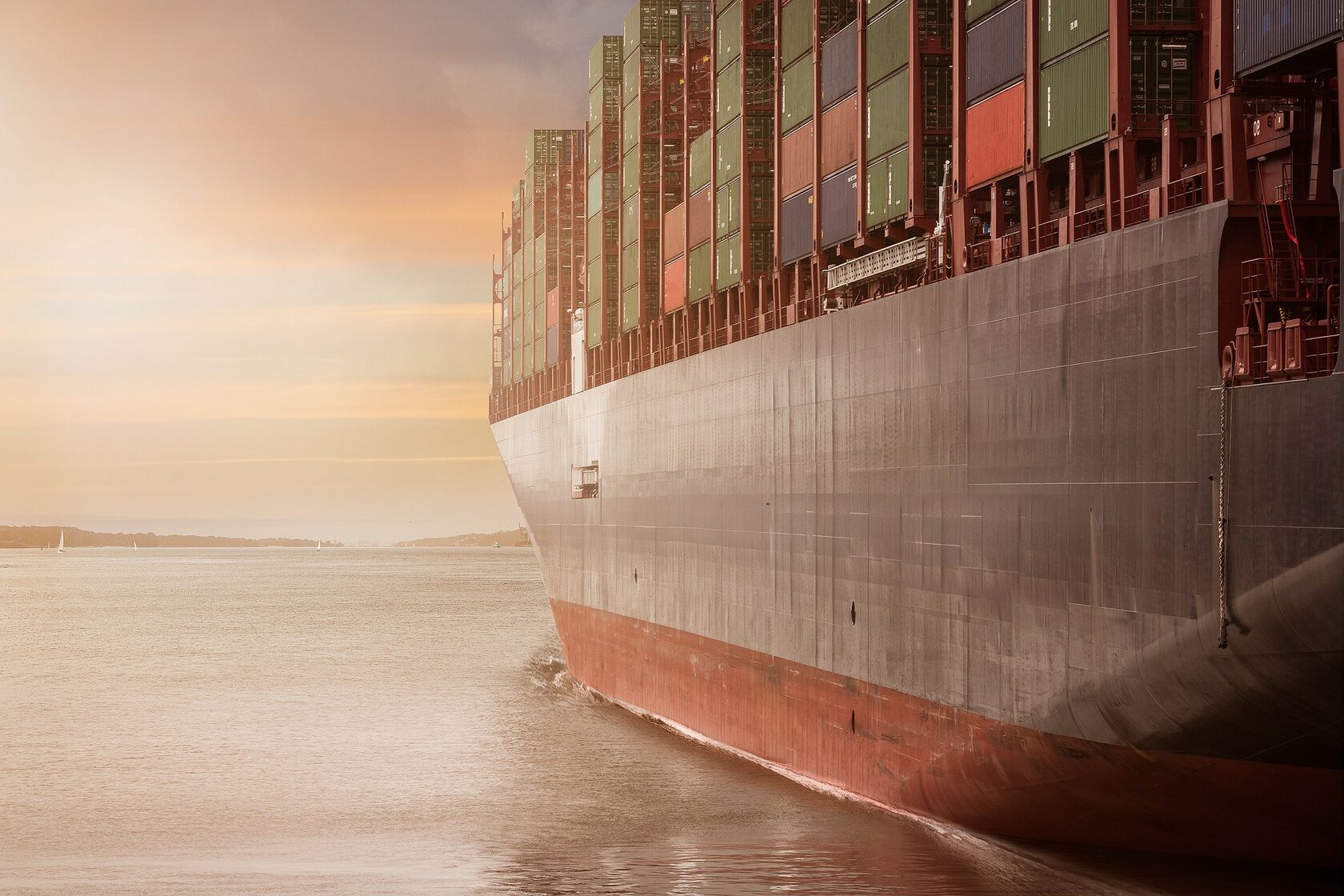 Container ship delivering products